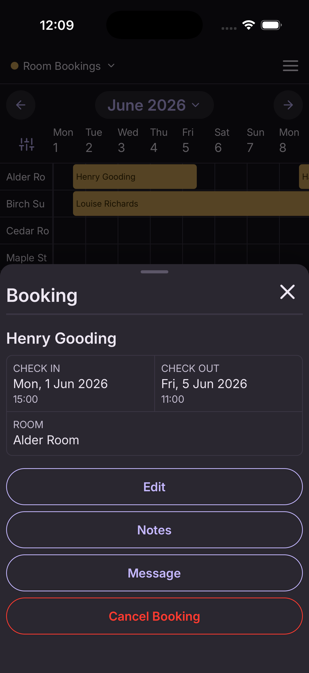 Update a booking step 2