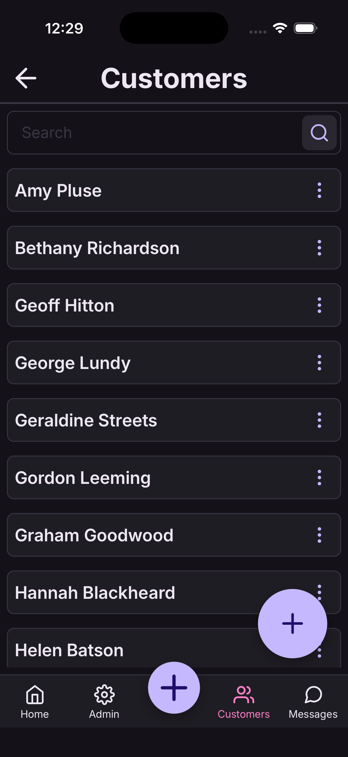 Search customers step 1