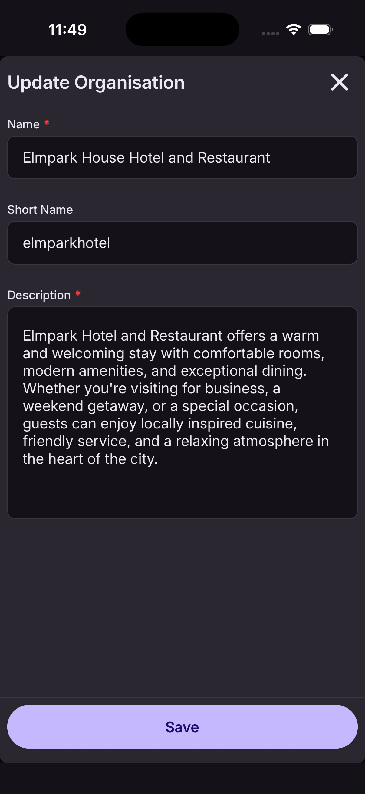Change name and description step 2